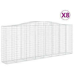 vidaXL Paniers à gabions arqués 8 pcs 400x50x160/180 cm fer galvanisé