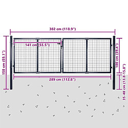 VidaXL Portail Maille Gris 289x100 cm pas cher