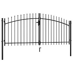 vidaXL Double portail avec lance - Noir