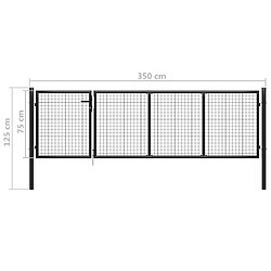 vidaXL Portillon acier 350x75 cm - Anthracite pas cher