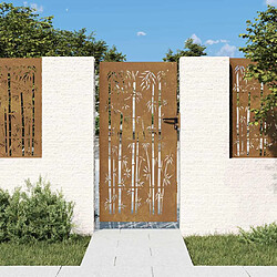 vidaXL Portail 85x175 cm Acier Corten Portail de jardin - Acier corten - Design découpé au laser - Dimensions 85 x 175 cm
