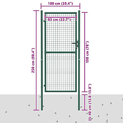 vidaXL Portail de clôture acier 100x200 cm Vert pas cher
