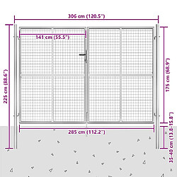 VIDAXL Porte de jardin acier galvanisé - Argenté pas cher