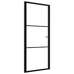 vidaXL Porte intérieure verre ESG et aluminium - 93x201,5 cm - Noir