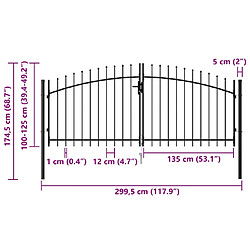 VidaXL Portillon 3x1.25 m Noir pas cher