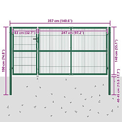 vidaXL Portail de clôture jardin 350x140 cm vert pas cher