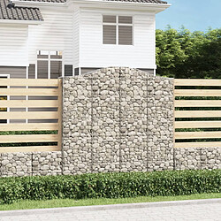 vidaXL Panier de gabions arqué 200x50x200/220 cm Gabion décoratif - Fer galvanisé - 200x50x200/220 cm - Argenté - Diamètre fil 3,5 mm