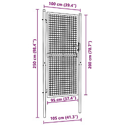 vidaXL Portail maille de jardin acier galvanisé 100x250 cm Gris pas cher