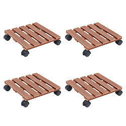 vidaXL Chariots à plantes 4 pcs Marron 30x30x7,5 cm WPC Chariots à plantes - WPC - Roulettes pivotantes - Dimensions : 30 x 30 x 7,5 cm - Marron
