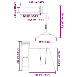 vidaXL Aire de jeux d'extérieur bois de pin imprégné pas cher