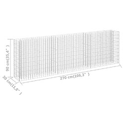 vidaXL Lit surélevé à gabion 270x30x90 cm pas cher