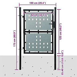 vidaXL Portail simple clôture noir 100x175 cm pas cher