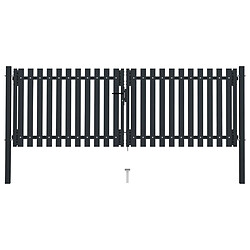 vidaXL Portail de clôture à double porte 306x125 cm - Anthracite