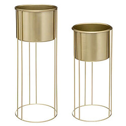 Atmosphera, Createur D'Interieur Set de Pots Métal Art Max H 58 Doré