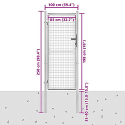 vidaXL Porte de jardin acier galvanisé 105x250 cm pas cher