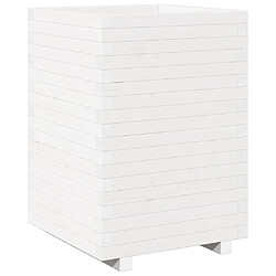 vidaXL Jardinière Blanc 50x50x72,5 cm - Bois de pin massif