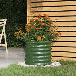 VidaXL Jardinière de Jardin Acier Vert 40x40x36 cm Jardinière ronde - Acier - Vert enduit-poudre - 40 x 36 cm
