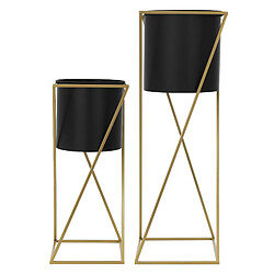 ML-Design Support de Plantes Noir/Or Acier (2 pièces)
