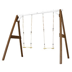 AXI Portique bois marron / blanc 2 balançoires