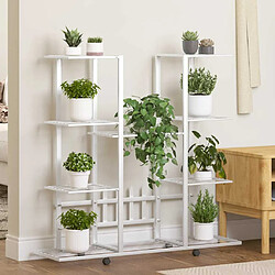 vidaXL Jardinière avec roues - Blanc 94,5x24,5x91,5 cm