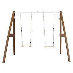 AXI Portique bois marron / blanc 2 balançoires