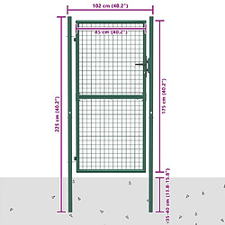 vidaXL Portail de clôture acier 100x175 cm Vert pas cher