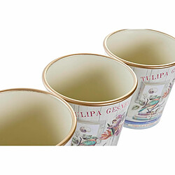 DKD Home Decor Set de pots Rose Doré (3 Pièces)