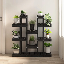 vidaXL Support à plantes - Noir Support à plantes - Bois de pin massif - Dimensions 104,5x25x109,5 cm - Espace optimal