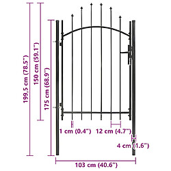 vidaXL Portail de jardin 1x2m noir pas cher