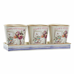 DKD Home Decor Set de pots Rose Doré (3 Pièces)