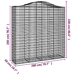 vidaXL Panier de gabions arqué 200x50x200/220 cm pas cher