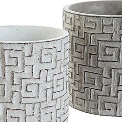 DKD Home Decor Set de pots - Gris Ciment Blanc