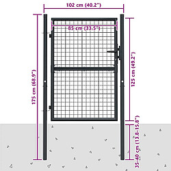 vidaXL Portail maille de jardin acier galvanisé 100x175 cm Gris pas cher