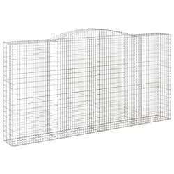 vidaXL Panier de gabions arqué - 400x50x200/220 cm - Fer galvanisé