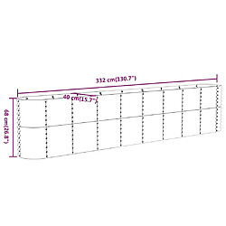 vidaXL Lit surélevé de jardin - 332x40x68 cm - Gris acier pas cher