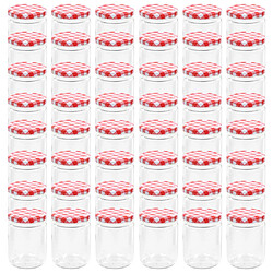 vidaXL 48 pcs Pots à confiture Couvercle blanc et rouge Verre - 230 ml