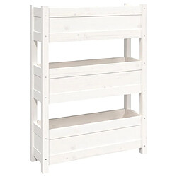 vidaXL Jardinière Blanc 77x25x104,5 cm - Bois massif