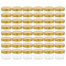 vidaXL 48 pcs Pots à confiture avec couvercle doré Verre - 110 ml
