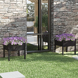 vidaXL Jardinières - Noir Bois de pin massif Ensemble de 2 jardinières noir - Pin massif résistant - 70 x 70 x 70 cm
