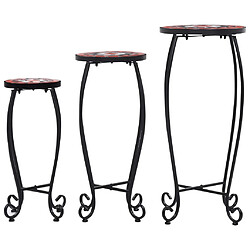 vidaXL Tables Mosaïque 3 pcs - Terre Cuite et Blanc