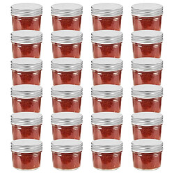 vidaXL 24 pcs Pots à confiture avec couvercles argentés Verre - 110 ml