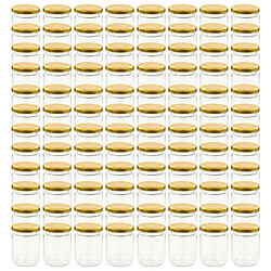 vidaXL Pots à confiture avec couvercle doré 96 pcs Verre - 230 ml