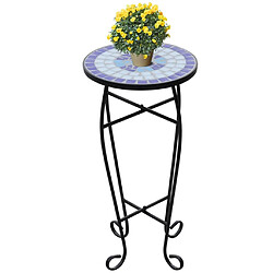 vidaXL Table d'appoint Mosaïque 30 cm - Bleu et Blanc
