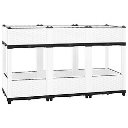 vidaXL Lit surélevé 8720845672041 - Blanc Jardinière surélevée - Polypropylène résistant - 120 x 40 x 71 cm - Aspect rotin élégant