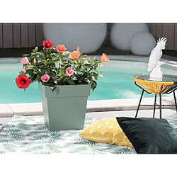 EDA Plastiques Pot de fleurs Carré 32 cm - EDA - Toscane ? 32 x 32 x H.32 cm - 22 L - Vert Laurier