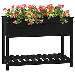 Acheter vidaXL Jardinière avec étagère - Bois de pin noir