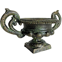 L'Héritier Du Temps Vasque Jardinière Chambord Fonte Verte 14,5x16,5x26 cm