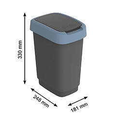 Rotho Twist Poubelle Swing - 10 L Noir/Bleu Foncé