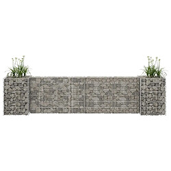 vidaXL Jardinière à gabion en H - Fil d'acier 260x40x60 cm