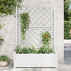 vidaXL Jardinière avec treillis 100x43x142 cm PP Blanc